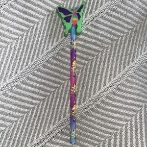 Vintage Lisa Frank Pencil w butterfly Eraser Topper golden retriever puppy D1
